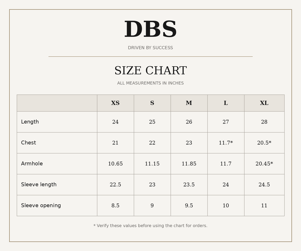 Size chart